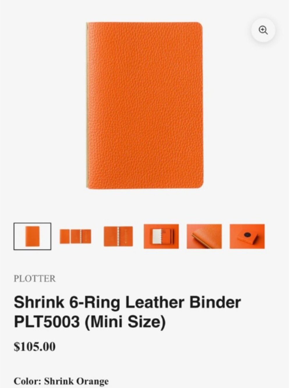 PLOTTER Mini Shrink Orange Leather 6-Ring Planner Binder + Huge Bundle